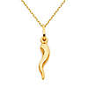 Small Cornicello Italian Horn Necklace with Oval Cable Chain - 14K Yellow Gold (16-20in) thumb 0