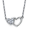 Mother Child Double Heart CZ Pendant in 14K White Gold thumb 0
