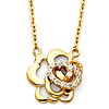 CZ Rose Floating Charm Necklace in 14K Yellow Gold thumb 0