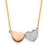 Floating CZ Duo Hearts Pendant Necklace in 14K TriGold thumb 0