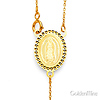 2.5mm Mirrorball Bead Our Lady of Guadalupe Rosary Necklace in 14K TriGold 20in thumb 1