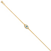 Floating CZ Evil Eye Charm Link Bracelet - 14K Yellow Gold thumb 1