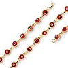 Round Red Evil Eye Charms Bracelet - 14K Yellow Gold 7.25in thumb 0