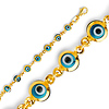 Sky Blue Round Evil Eye Charms Bracelet - 14K Yellow Gold 7in thumb 0