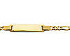 3mm 14K Yellow Gold Figaro Link Rectangle ID Bracelet - Children or Women thumb 1