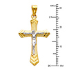 Small Fancy Edge Textured Crucifix Pendant in 14K Two-Tone Gold thumb 1