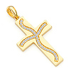 Small CZ Swirl Cross Pendant in 14K Yellow Gold thumb 0
