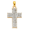 Small Wide Round Pave CZ Cross Pendant in 14K Two Tone Gold thumb 1