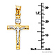 Small Carved Wood-Design Crucifix Pendant in 14K Two-Tone Gold 25mm H thumb 2