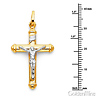 Small Tube Crucifix Necklace with Figaro Chain - 14K Two-Tone Gold (16-24in) thumb 1