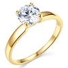 1-CT Round-Cut 4-Prong Solitaire CZ Engagement Ring in 14K Yellow Gold thumb 0