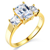 3-Stone Basket Radiant & Princess-Cut CZ Engagement Ring in 14K Yellow Gold thumb 0