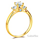3-Stone Knife-Edge Cathedral Round-Cut CZ Engagement Ring in 14K Yellow Gold thumb 1