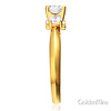 3-Stone Knife-Edge Cathedral Round-Cut CZ Engagement Ring in 14K Yellow Gold thumb 2