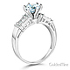 1.25 CT Round-Cut & Side Baguette CZ Engagement Ring in 14K White Gold thumb 1