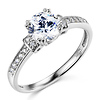 Basket-Style 1-CT Round-Cut CZ Engagement Ring in 14K White Gold thumb 0