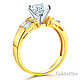 1-CT Round & Side Princess Baguette CZ Engagement Ring in 14K Yellow Gold thumb 1