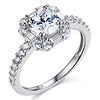 Squared Halo Baguette & Round-Cut CZ Wedding Ring Set in 14K White Gold thumb 1