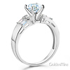 1-CT Round & Side Princess Baguette CZ Engagement Ring in 14K White Gold thumb 1