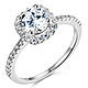 Square Halo 1.25CT Round-Cut CZ Wedding Ring Set in 14K White Gold thumb 1
