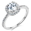 Square Halo 1.25CT Round-Cut CZ Engagement Ring in 14K White Gold thumb 0