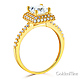 Halo 1.25 CT Princess-Cut & Round Side CZ Engagement Ring in 14K Yellow Gold thumb 1