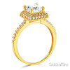 Halo 1.25 CT Princess-Cut & Round Side CZ Engagement Ring in 14K Yellow Gold thumb 1