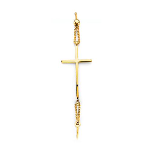 Sideways Cross Link Friendship Bracelet in 14K Yellow Gold Solid