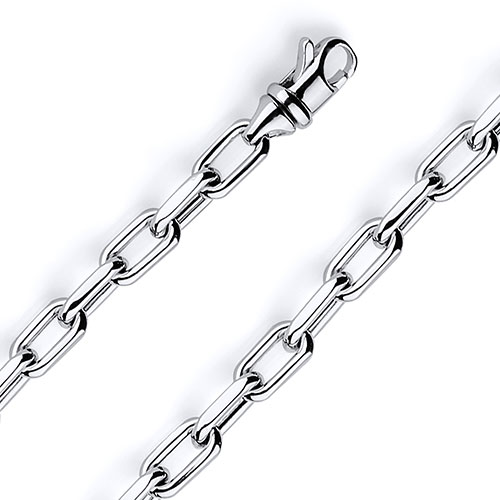 8mm 14K White Gold Solid Hollow Paper Clip Link Chain Necklace 16-30in