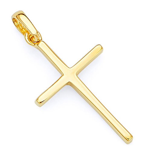 Small Squared Cross Pendant in 14K Yellow Gold - Classic