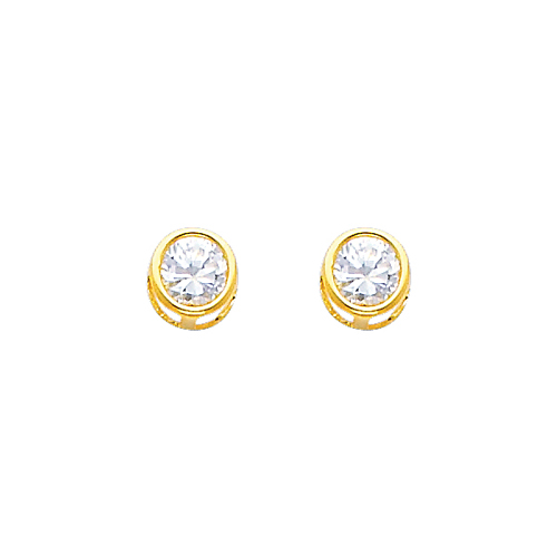 5mm Birthstone Color Round-Cut CZ Stud Earrings in 14K Yellow Gold