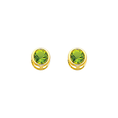 5mm Birthstone Color Round-Cut CZ Stud Earrings in 14K Yellow Gold