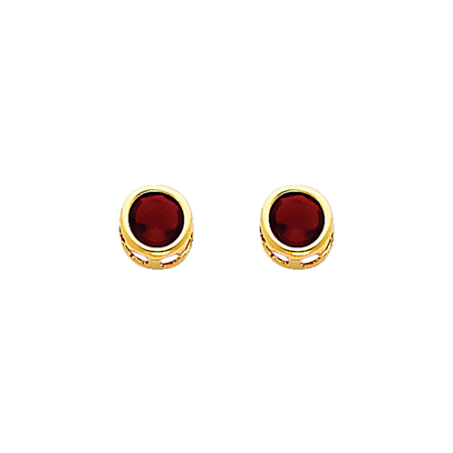 5mm Birthstone Color Round-Cut CZ Stud Earrings in 14K Yellow Gold