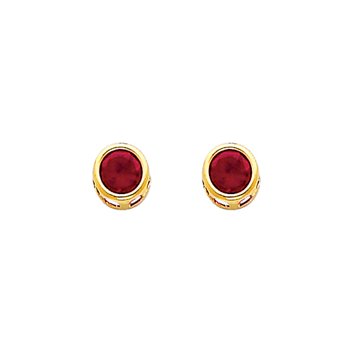 5mm Birthstone Color Round-Cut CZ Stud Earrings in 14K Yellow Gold