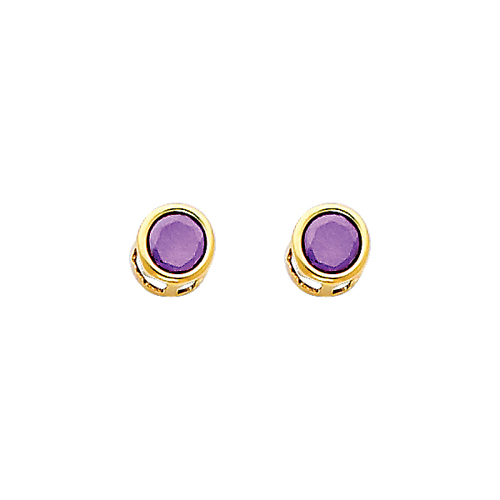 5mm Birthstone Color Round-Cut CZ Stud Earrings in 14K Yellow Gold