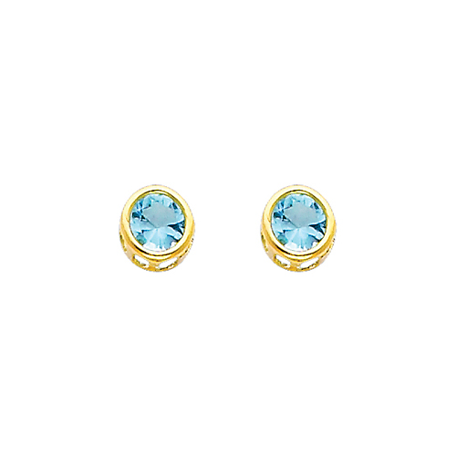 5mm Birthstone Color Round-Cut CZ Stud Earrings in 14K Yellow Gold