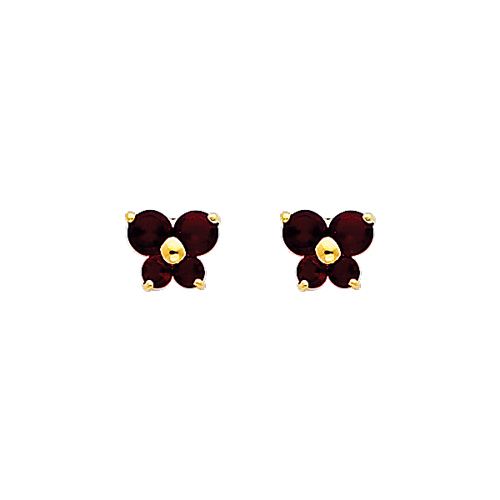 Butterfly Birthstone Color CZ Stud Earrings in 14K Yellow Gold