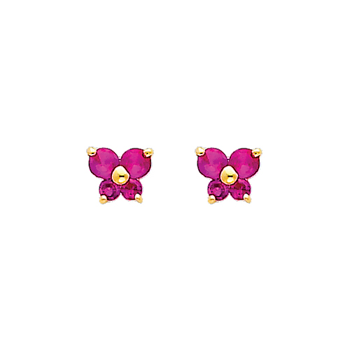 Butterfly Birthstone Color CZ Stud Earrings in 14K Yellow Gold