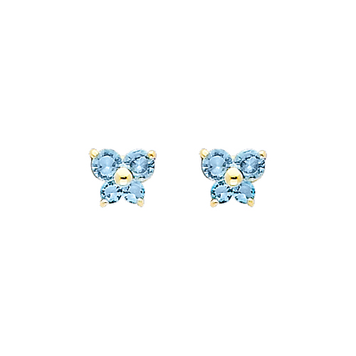 Butterfly Birthstone Color CZ Stud Earrings in 14K Yellow Gold