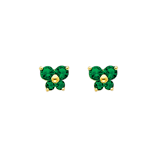 Butterfly Birthstone Color CZ Stud Earrings in 14K Yellow Gold