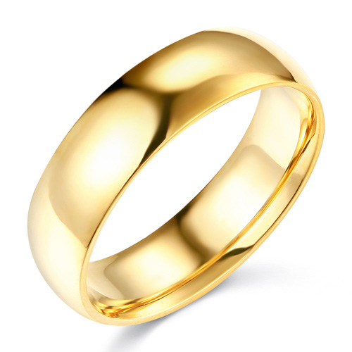 6mm Classic Light Comfort-Fit Dome Wedding Band - 10K, 14K, 18K Yellow Gold
