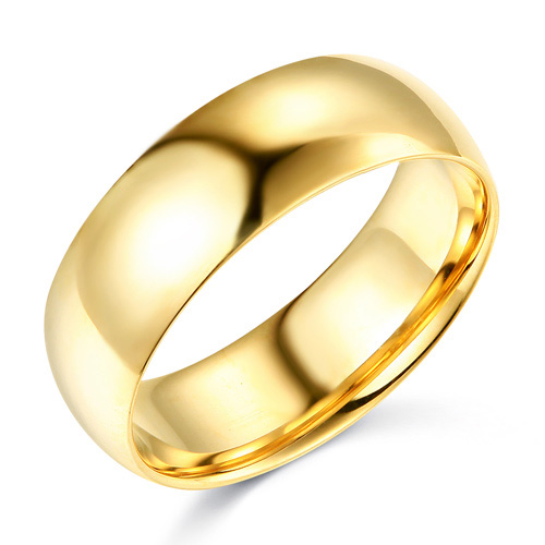 7mm Classic Light Comfort-Fit Dome Men's Wedding Band - 14K Yellow Gold