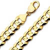 Men's 14mm 14K Yellow Gold Concave Curb Cuban Link Chain Necklace 24-30in