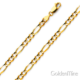 4mm 18K Yellow Gold Solid Figaro Link Chain Necklace 16-30in