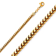3mm 18K Yellow Gold Solid Franco Chain Necklace 18-30in