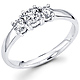 Three Stone 14K White Gold Diamond Engagement Ring 0.55 ctw thumb 0