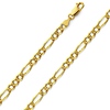 4.5mm 14K Gold Yellow Solid Pave Figaro Link Chain Necklace 18-24in