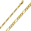 3mm 14K Yellow Gold Solid Pave Figaro Link Chain Necklace 16-24in