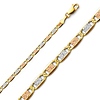 3.3mm 14K Tricolor Gold Solid Pave Valentino Chain Necklace 18-24in