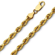 6mm 14K Yellow Gold Solid Men's Diamond-Cut Rope Chain Necklace Heavy 20-26in